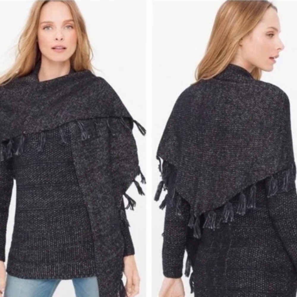 WHBM 2 piece sweater/shawl combo, navy, size xs